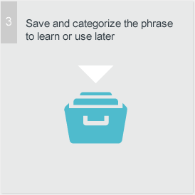 Save and categorize the phrase to learn it or use it later